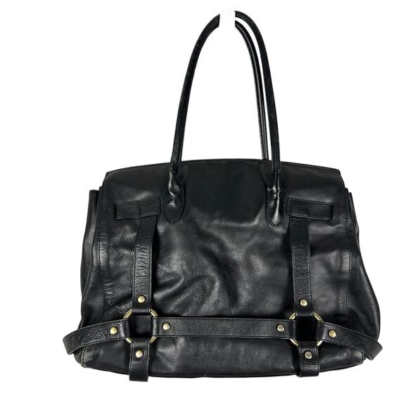 EXTREMELY RARE Juicy Couture Black Leather XL Birkin Top Handle Harness Handbag - Picture 2 of 12